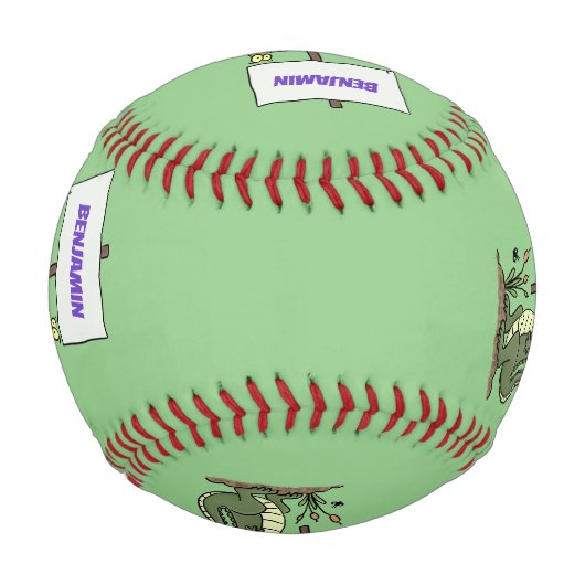 Funny Krocodil-Alarm mit Schild Cartoon Baseball (Vorderseite)