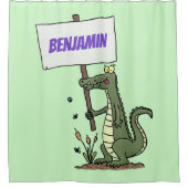 Funny Krocodil-Alarm mit Schild Cartoon Duschvorhang (Vorderseite)