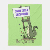 Funny Krocodil-Alarm mit Schild Cartoon Fleecedecke (Vorderseite)
