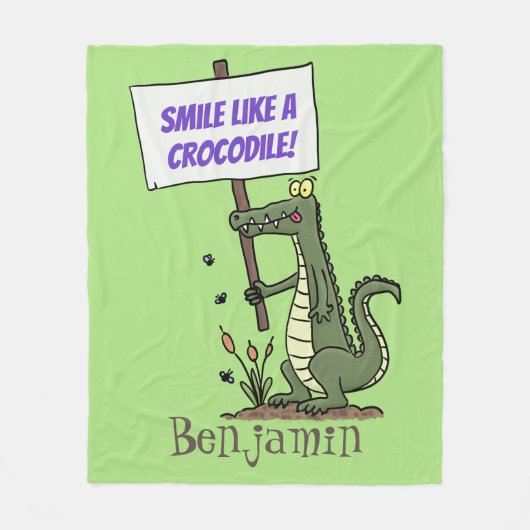 Funny Krocodil-Alarm mit Schild Cartoon Fleecedecke (Vorderseite)