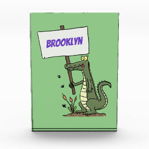 Funny Krocodil-Alarm mit Schild Cartoon Fotoblock