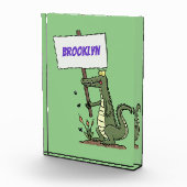 Funny Krocodil-Alarm mit Schild Cartoon Fotoblock (Rechts)