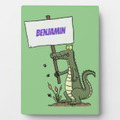 Funny Krocodil-Alarm mit Schild Cartoon Fotoplatte (Vorderseite)