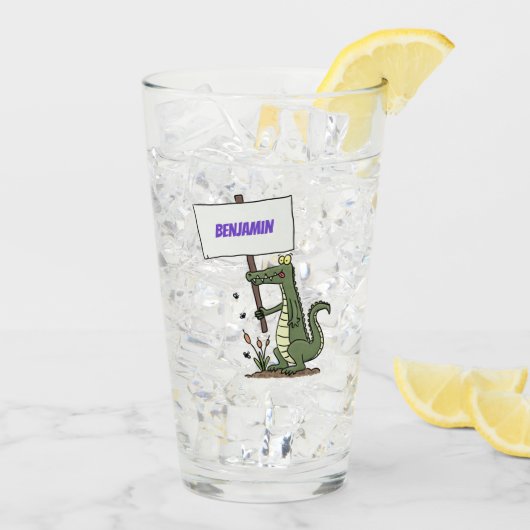 Funny Krocodil-Alarm mit Schild Cartoon Glas (Rückseite Ice)