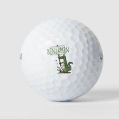 Funny Krocodil-Alarm mit Schild Cartoon Golfball (Vorderseite)