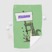 Funny Krocodil-Alarm mit Schild Cartoon Golfhandtuch (Insitu)