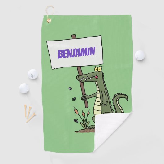 Funny Krocodil-Alarm mit Schild Cartoon Golfhandtuch (Insitu)