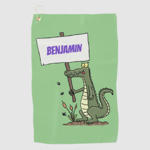 Funny Krocodil-Alarm mit Schild Cartoon Golfhandtuch