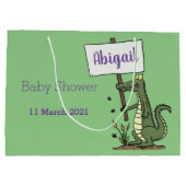 Funny Krocodil-Alarm mit Schild Cartoon Große Geschenktüte (Rückseite)