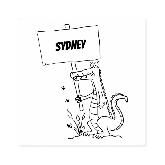 Funny Krocodil-Alarm mit Schild Cartoon Gummistempel (Prägung)