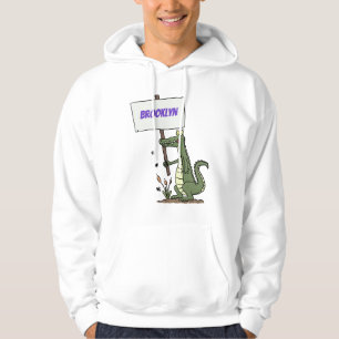 Funny Krocodil-Alarm mit Schild Cartoon Hoodie