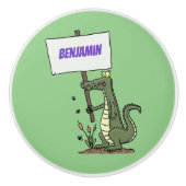 Funny Krocodil-Alarm mit Schild Cartoon Keramikknauf (Vorderseite)