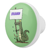 Funny Krocodil-Alarm mit Schild Cartoon Keramikknauf (Rechts)