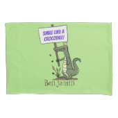 Funny Krocodil-Alarm mit Schild Cartoon Kissenbezug (Vorderseite)