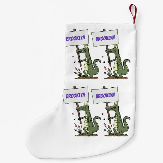 Funny Krocodil-Alarm mit Schild Cartoon Kleiner Weihnachtsstrumpf (Rückseite)