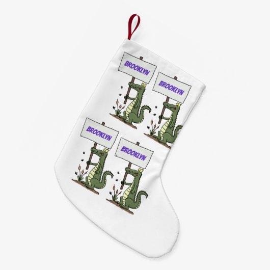 Funny Krocodil-Alarm mit Schild Cartoon Kleiner Weihnachtsstrumpf (Vorderansicht (hängend))