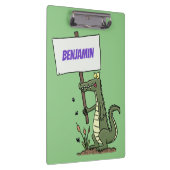 Funny Krocodil-Alarm mit Schild Cartoon Klemmbrett (Rechts)