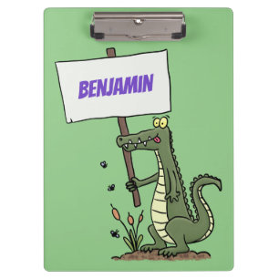 Funny Krocodil-Alarm mit Schild Cartoon Klemmbrett