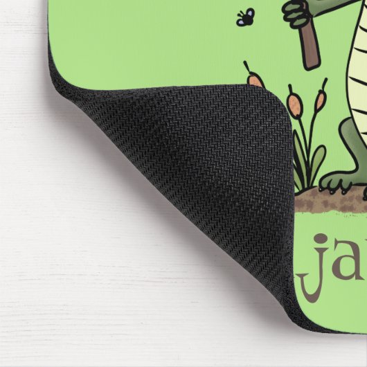 Funny Krocodil-Alarm mit Schild Cartoon Mousepad (Ecke)