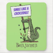 Funny Krocodil-Alarm mit Schild Cartoon Mousepad (Vorne)