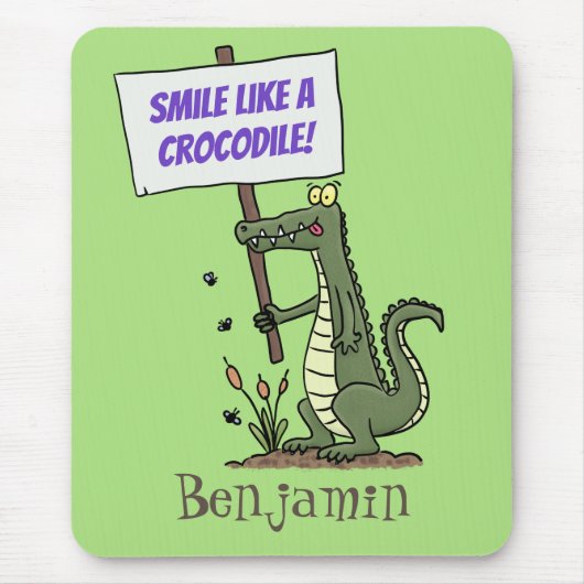 Funny Krocodil-Alarm mit Schild Cartoon Mousepad (Vorne)