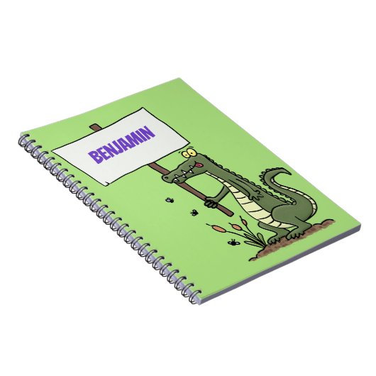 Funny Krocodil-Alarm mit Schild Cartoon Notizblock (Rechte Seite)