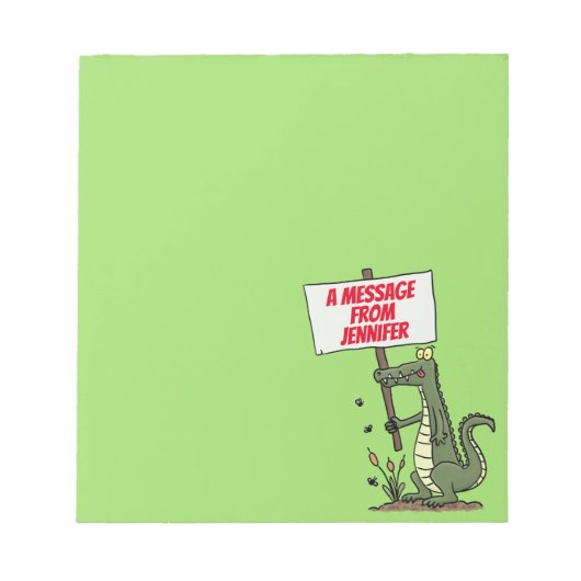 Funny Krocodil-Alarm mit Schild Cartoon Notizblock (Vorderseite)