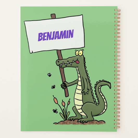 Funny Krocodil-Alarm mit Schild Cartoon Planer (Rückseite)