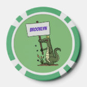 Funny Krocodil-Alarm mit Schild Cartoon Pokerchips (Rückseite)