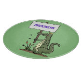 Funny Krocodil-Alarm mit Schild Cartoon Schneidebrett (Ecke)