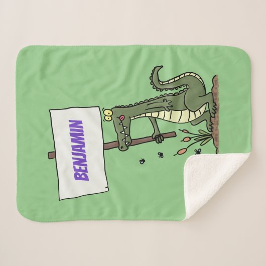 Funny Krocodil-Alarm mit Schild Cartoon Sherpadecke (Vorderseite (Horizontal))