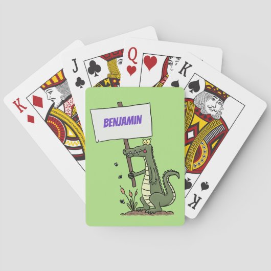 Funny Krocodil-Alarm mit Schild Cartoon Spielkarten (Rückseite)