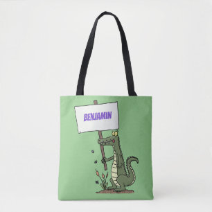 Funny Krocodil-Alarm mit Schild Cartoon Tasche