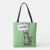 Funny Krocodil-Alarm mit Schild Cartoon Tasche (Rückseite)