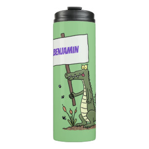 Funny Krocodil-Alarm mit Schild Cartoon Thermosbecher