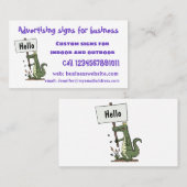 Funny Krocodil-Alarm mit Schild Cartoon Visitenkarte (Vorne/Hinten)