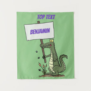 Funny Krocodil-Alarm mit Schild Cartoon Wandteppich
