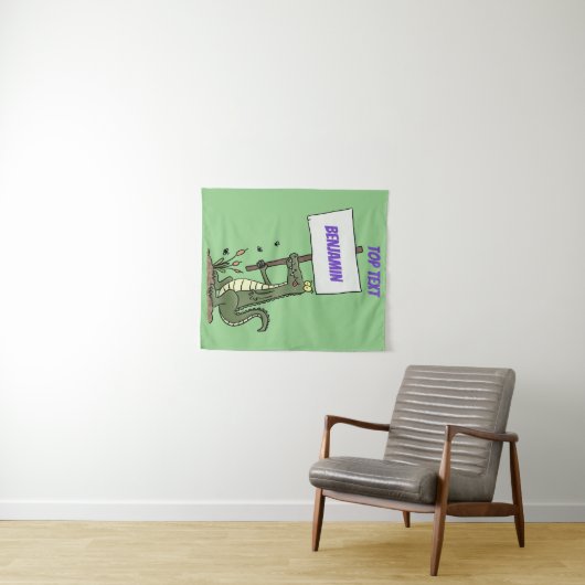 Funny Krocodil-Alarm mit Schild Cartoon Wandteppich (Beispiel (Horizontal))