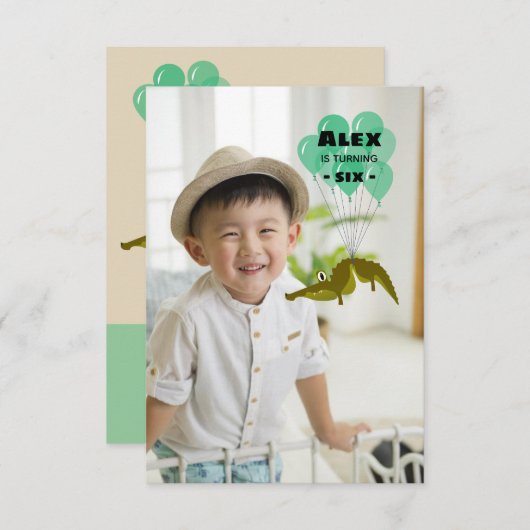 Funny Krokodil Geburtstagsparty mit Bild Einladung (Vorne/Hinten)