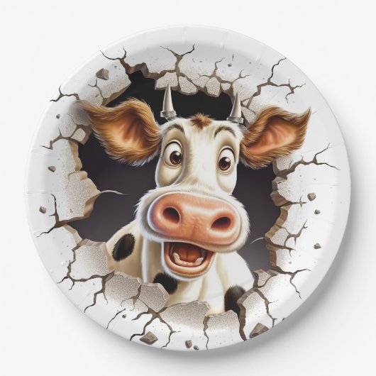 Funny Kuh Gesicht Landpicknickzüchter Pappteller (Vorderseite)