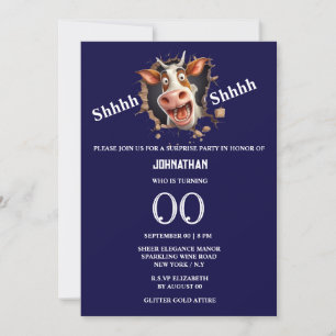 Funny Kuh Gesicht Überraschung Party jedes Alters Einladung