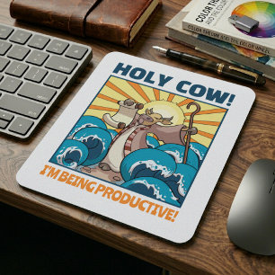Funny Kuh Heilige Kuh! Ich bin produktiv! Cartoon Mousepad