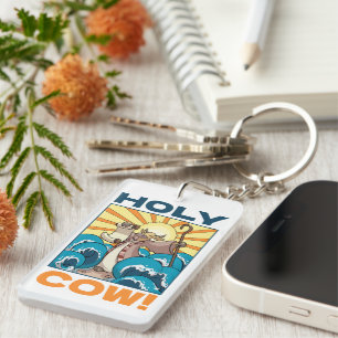 Funny Kuh Heilige Kuh! Visueller Cartoon von Pufft Schlüsselanhänger