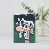 Funny Kuh Mailbox Foto Postkarte (Stehend Vorderseite)