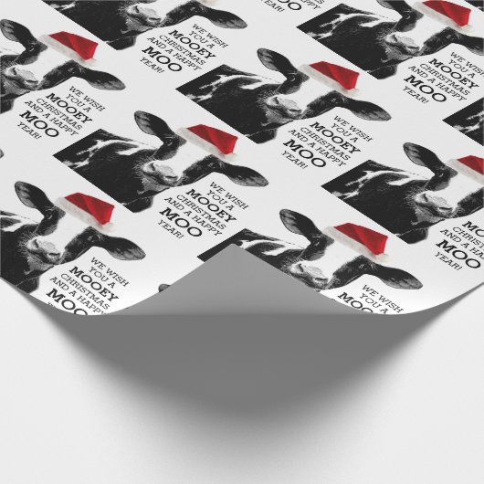 Funny Kuh Mooey Weihnachten und Happy MOO Jahr! Geschenkpapier (Ecke)