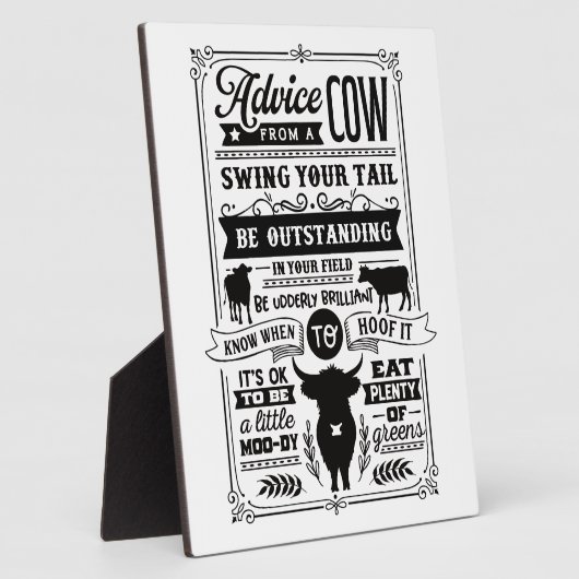 Funny Kuh Ratschlag Wort Kunst Fotoplatte (Seite)