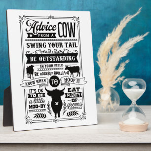 Funny Kuh Ratschlag Wort Kunst Fotoplatte