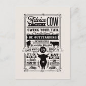 Funny Kuh Ratschlag Wort Kunst Land Postkarte (Vorderseite)