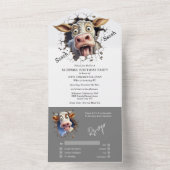 Funny Kuh Überraschung Party Bauern Nutztiere All In One Einladung (Innen Boden)