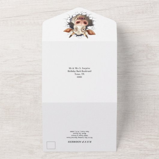 Funny Kuh Überraschung Party Ruhestand Abschluss All In One Einladung (Außenbereich)